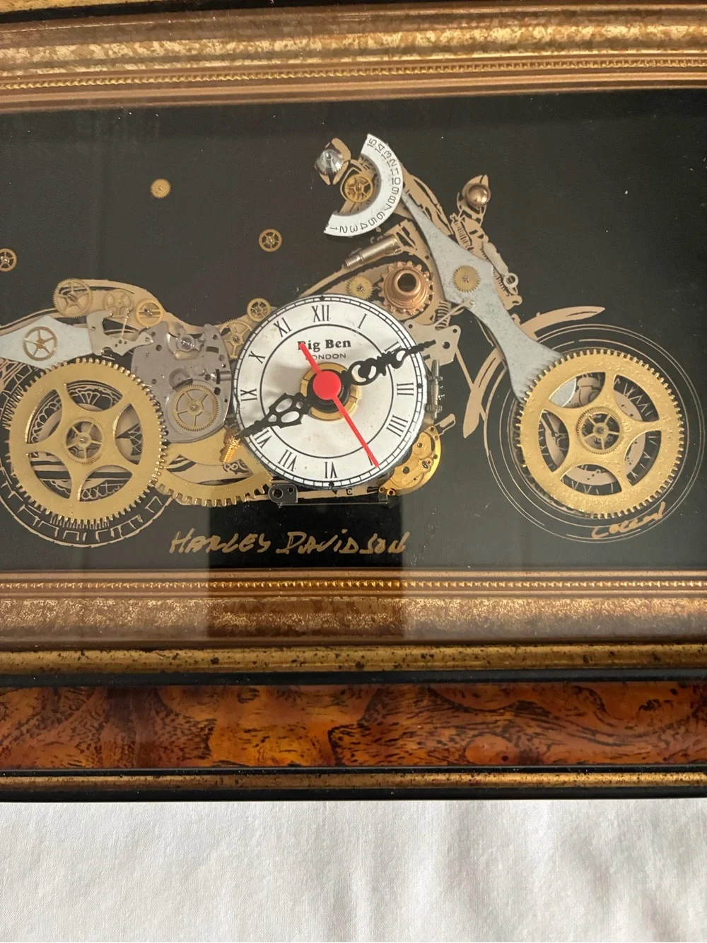RARE VINTAGE COLLINS LONDON STUDIO HARLEY DAVIDSON CLOCK WITH COA